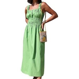 Greylin midi dress green w/shirring